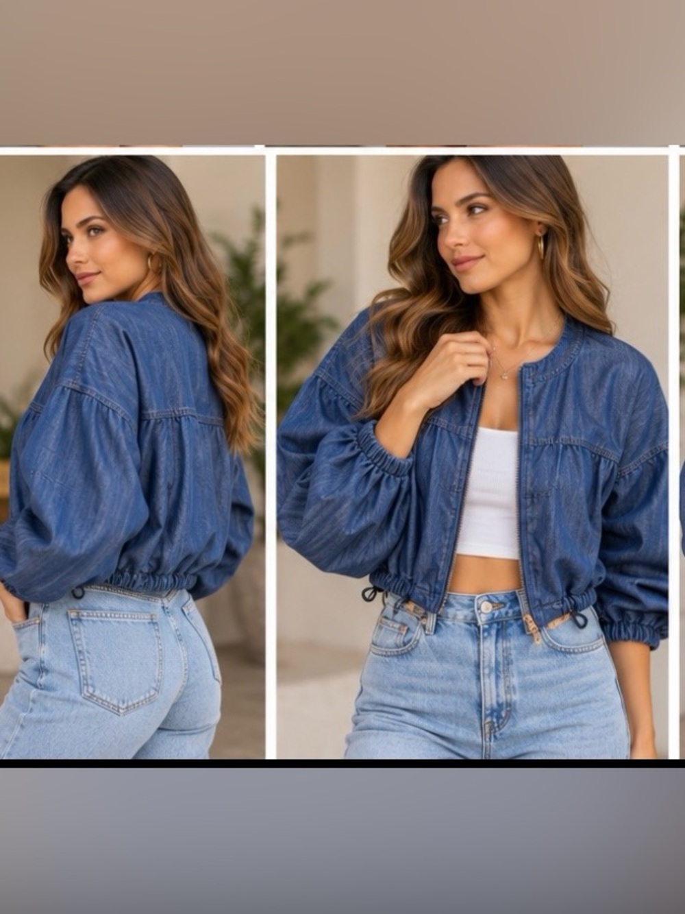 Anthropologie  Blue Bomber Jacket - Washed Blue